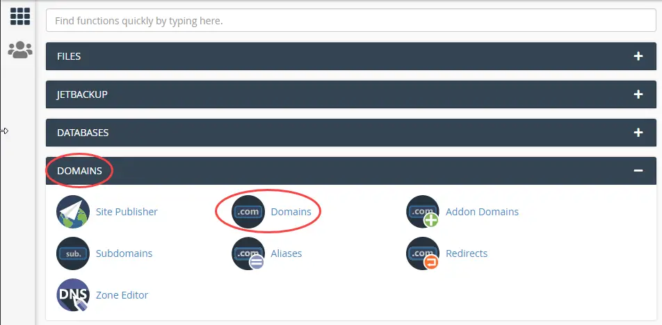 cPanel domains
