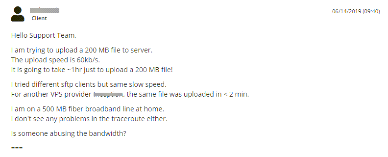 VPS2 ticket slow upload speed