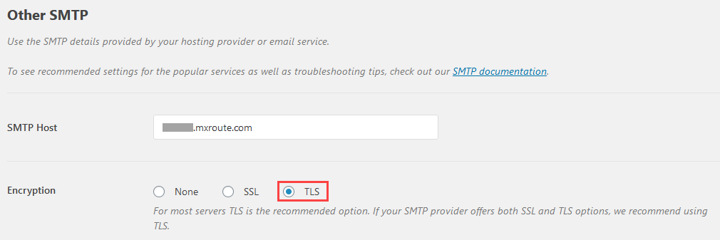 WordPress mail SMTP TLS