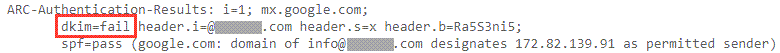dkim fail Gmail show original